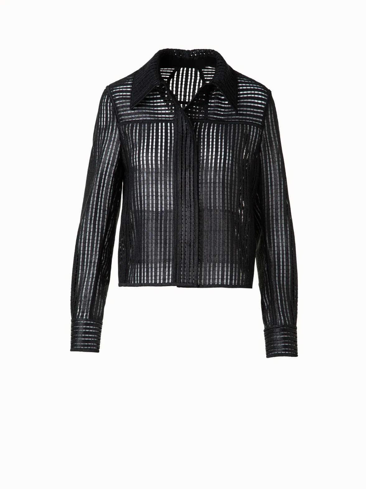 Shirt Jacket with Stripes Embroidery