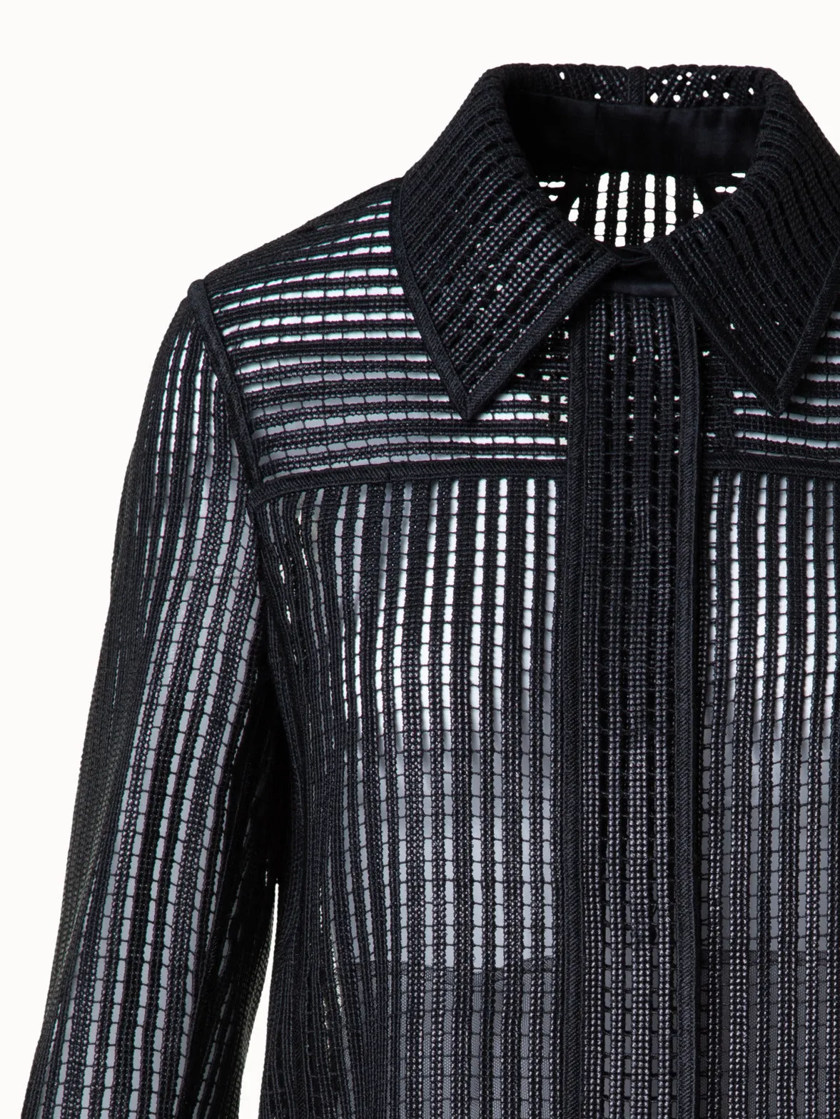 Shirt Jacket with Stripes Embroidery