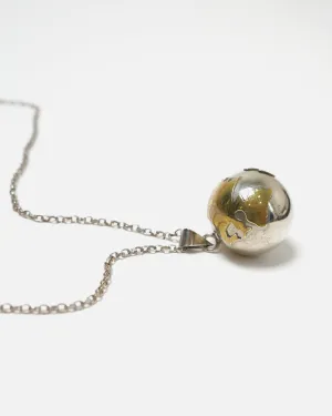 Silver Necklace w/ Silver x Brass Globe Charm