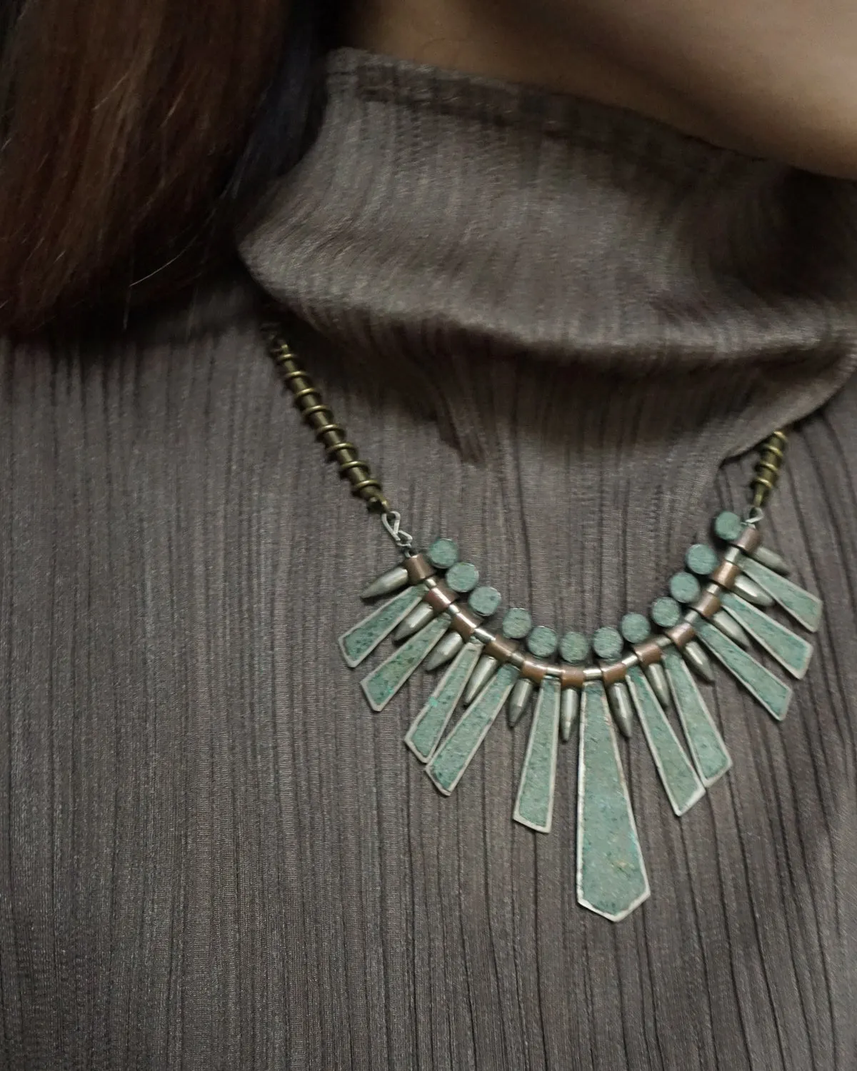 Silver x Brass Necklace w/ Stones