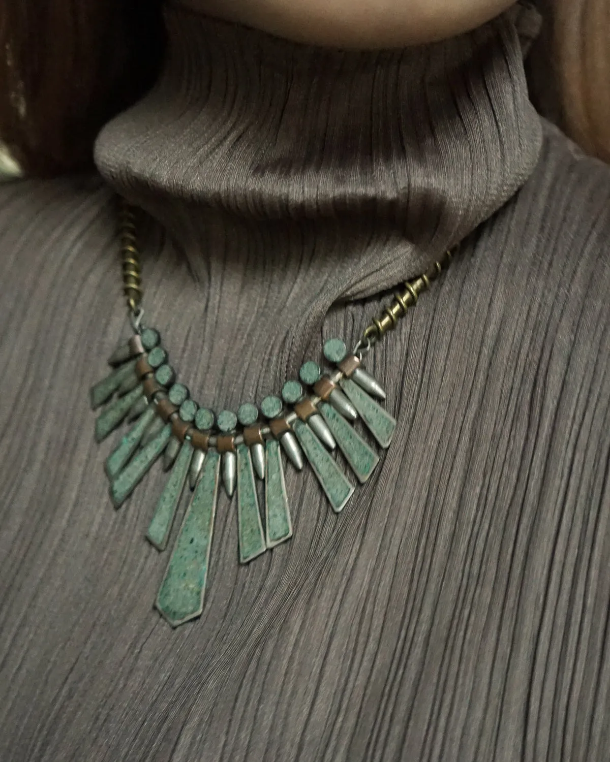 Silver x Brass Necklace w/ Stones
