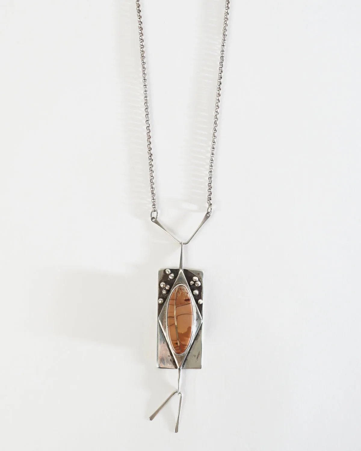 Silver x Brown Natural Stone Charm Pendant