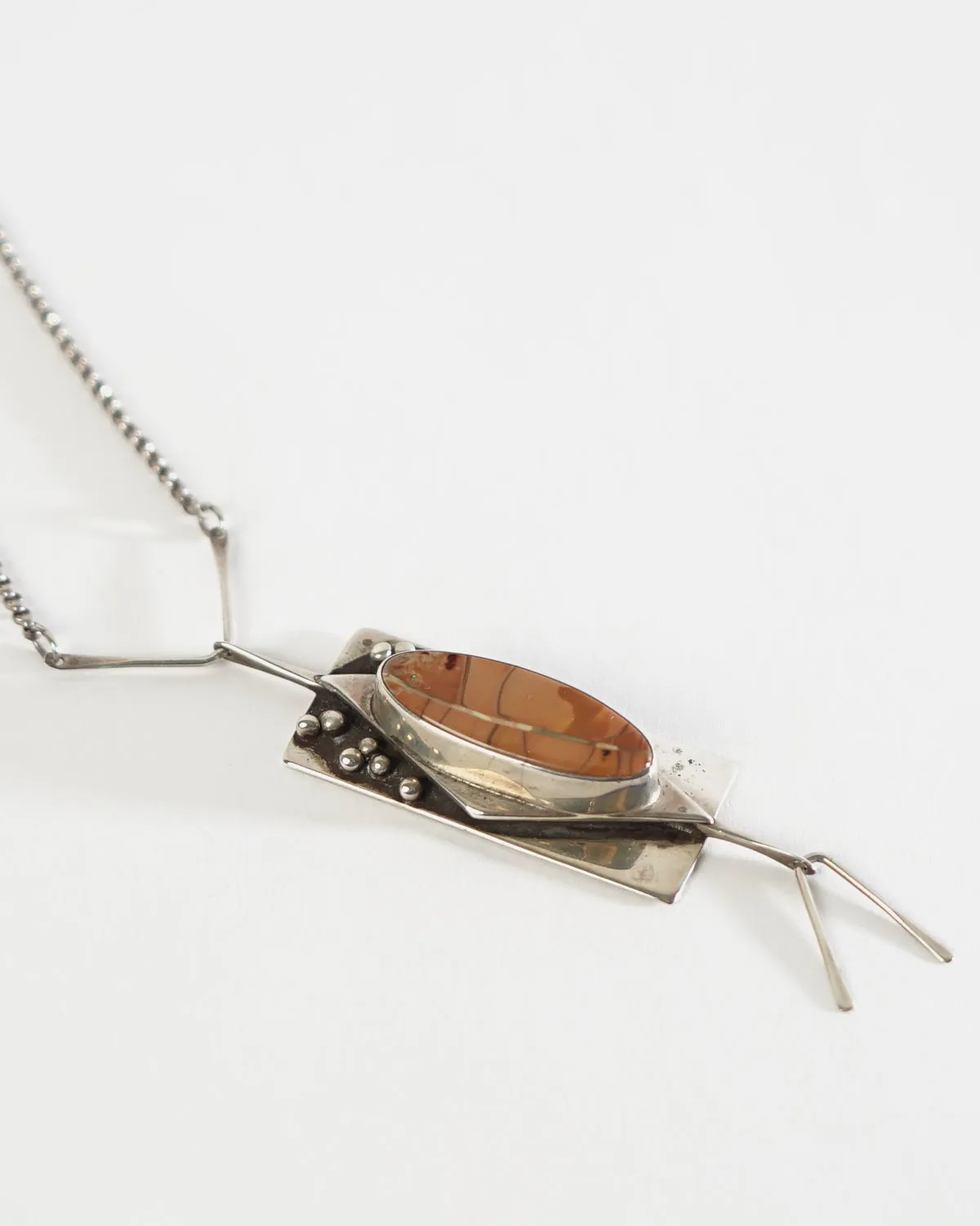 Silver x Brown Natural Stone Charm Pendant