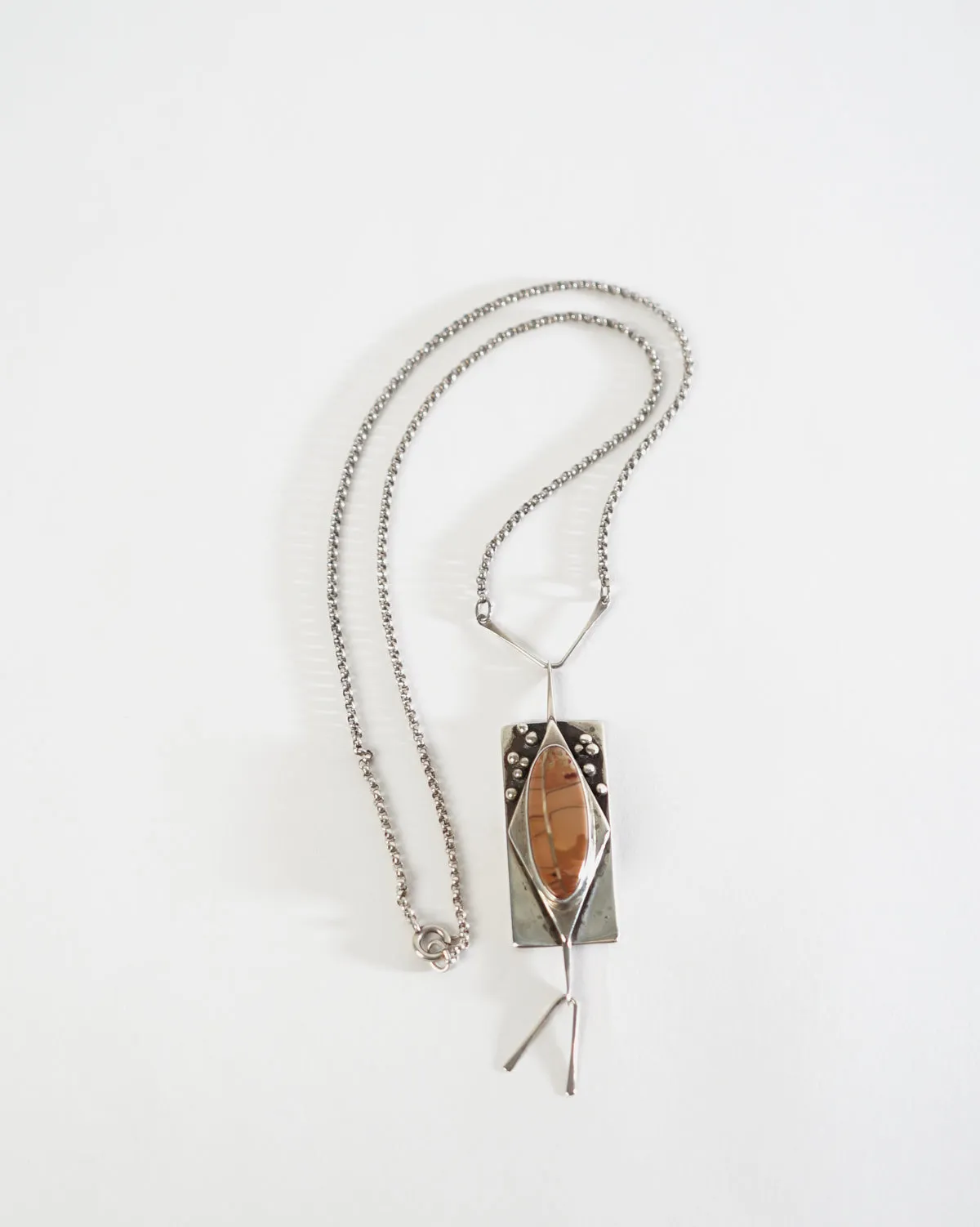 Silver x Brown Natural Stone Charm Pendant