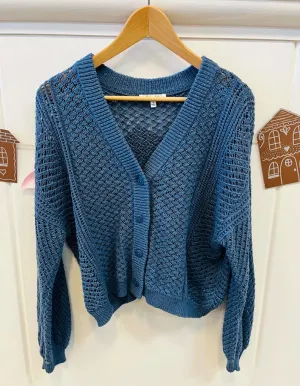 Splendid Blue Button Up Knit Cardigan - Size Small