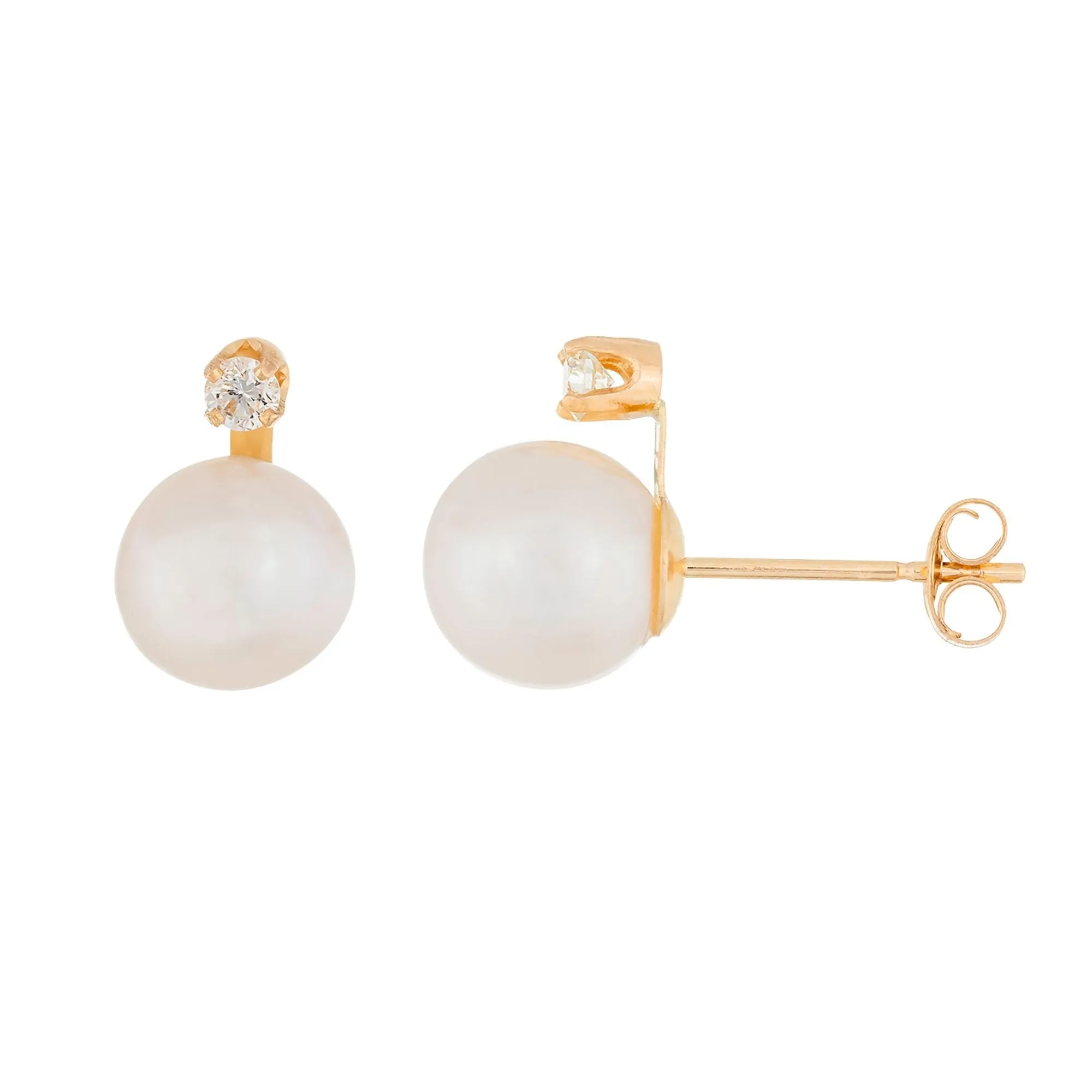 Splendid Pearls 14K Yellow Gold Diamond Earrings RB-76WY