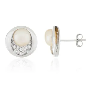 Splendid Pearls Sterling Silver Pearl Earrings ESR-480