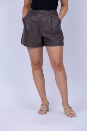 Splendid Vegan Leather Short in Chocolate