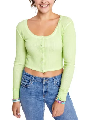 Splendid Women's Solana Thermal Ribbed Edge Top Green Size Large