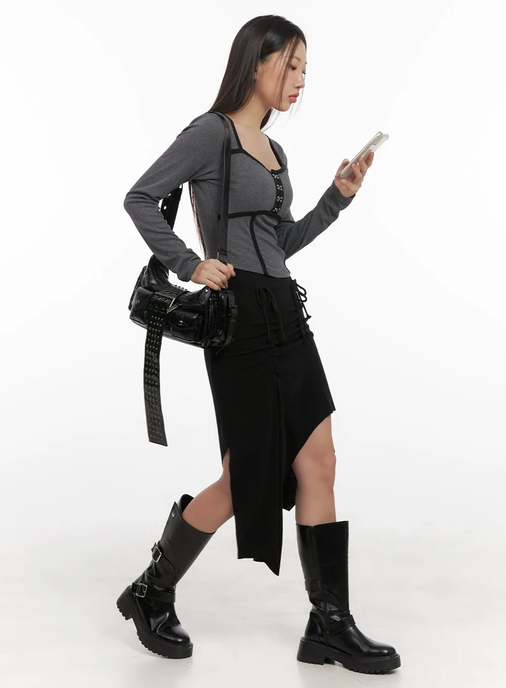 Studded Buckle Shoulder Bag CD411