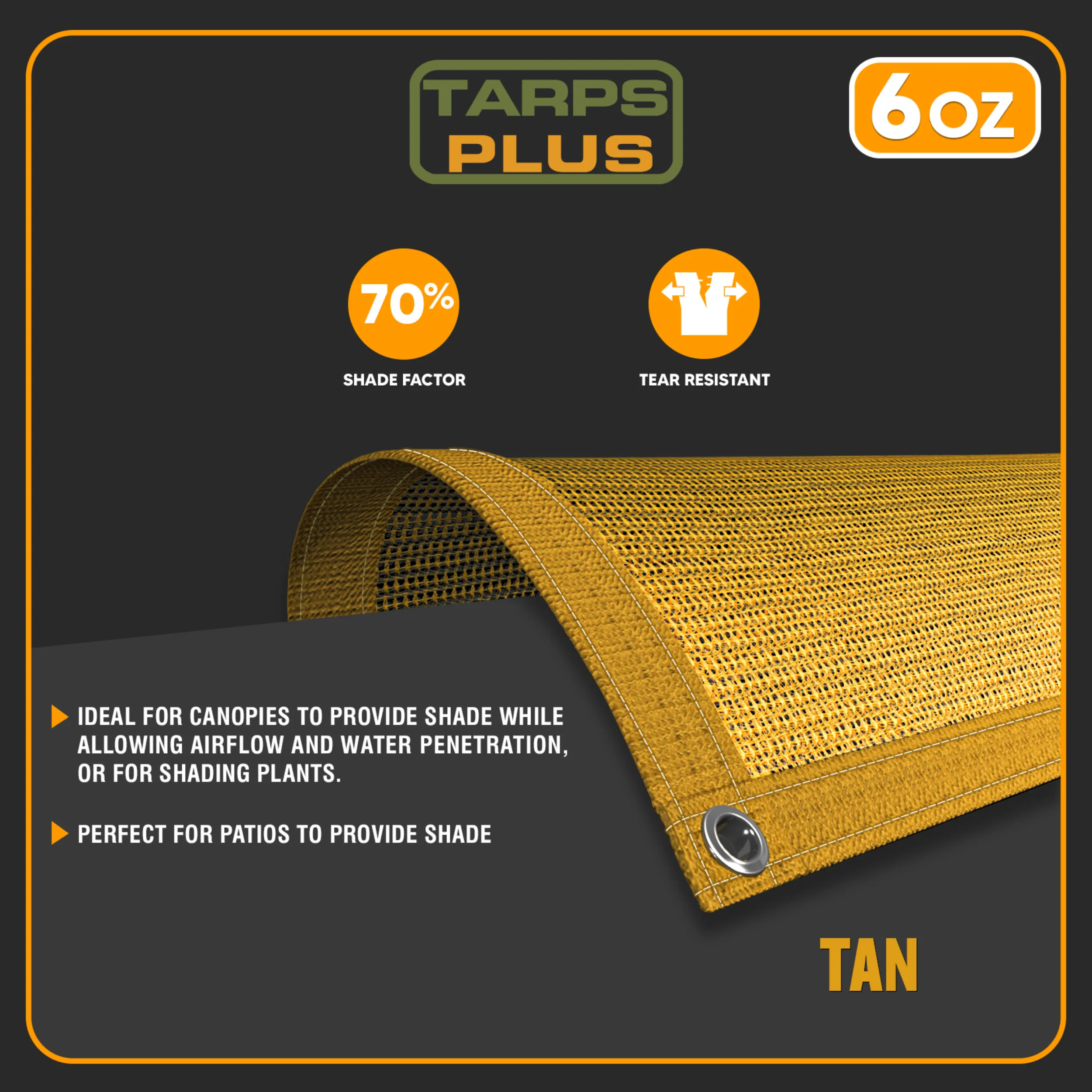 Tan Mesh Tarp 10' x 20'- Blowout Sale
