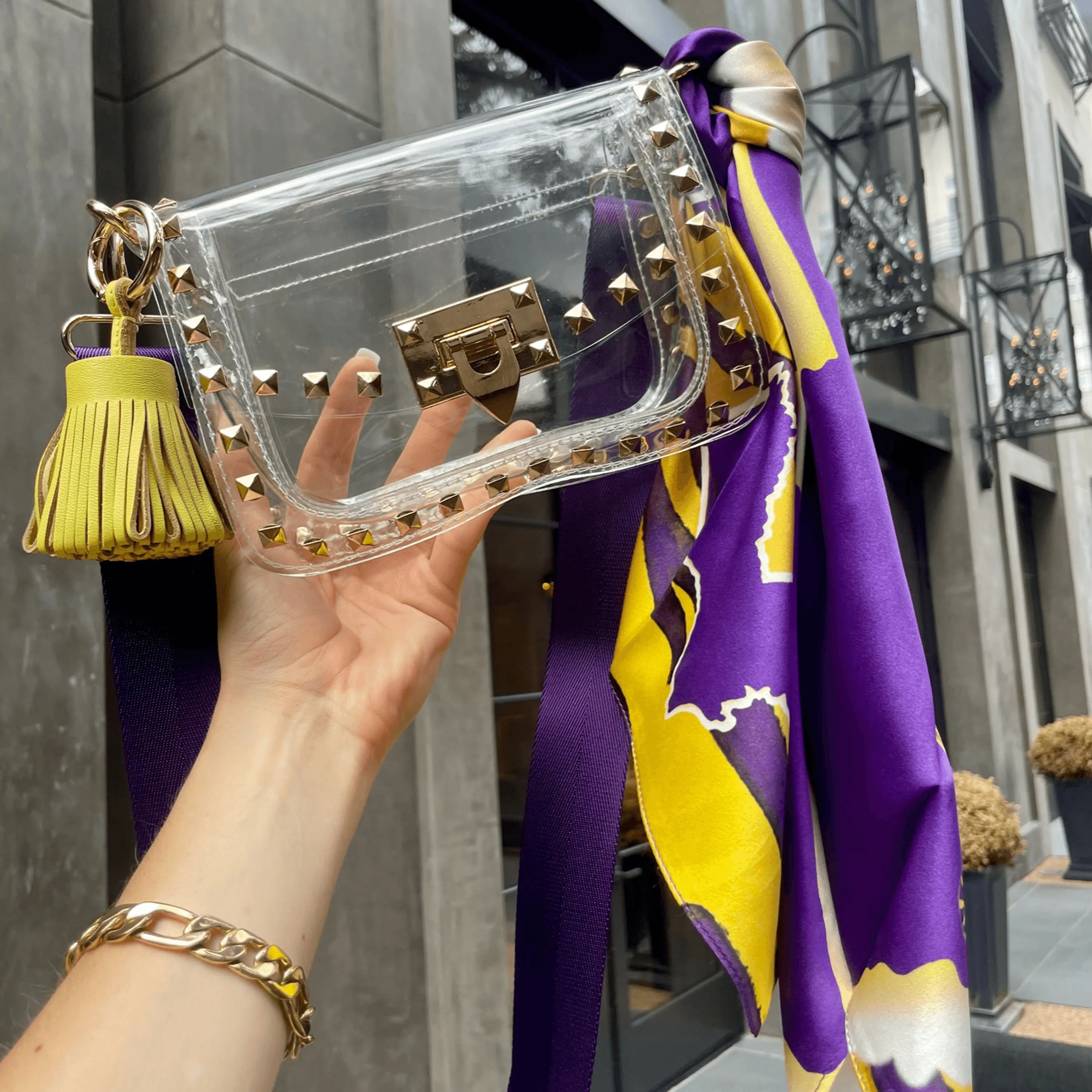 The Baton Rouge Clear Small Studded Bag