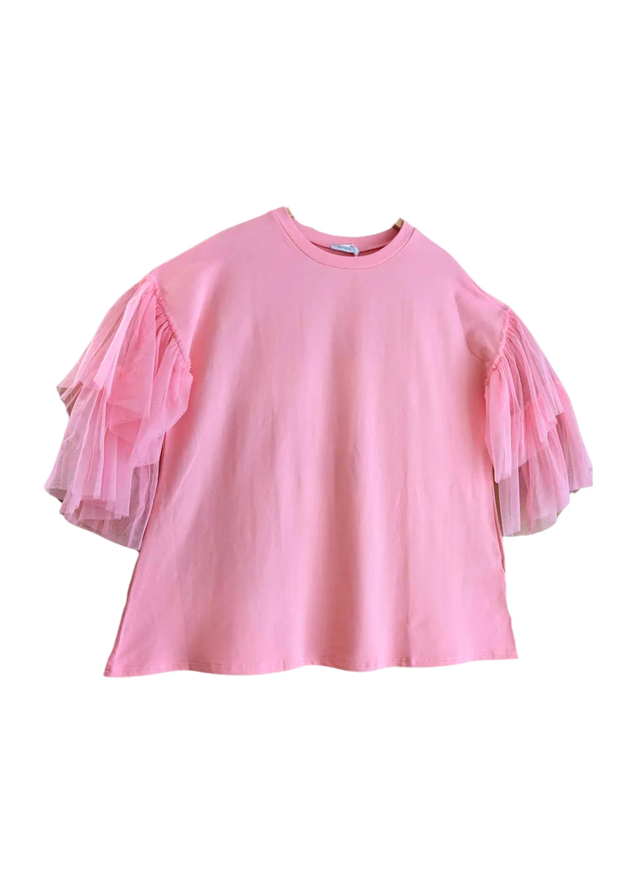 The Edit - Oversized Blush Pink Tulle Sleeve Top