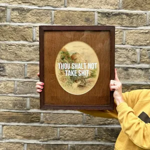 'THO SHALT NOT TAKE SHIT' Framed Print