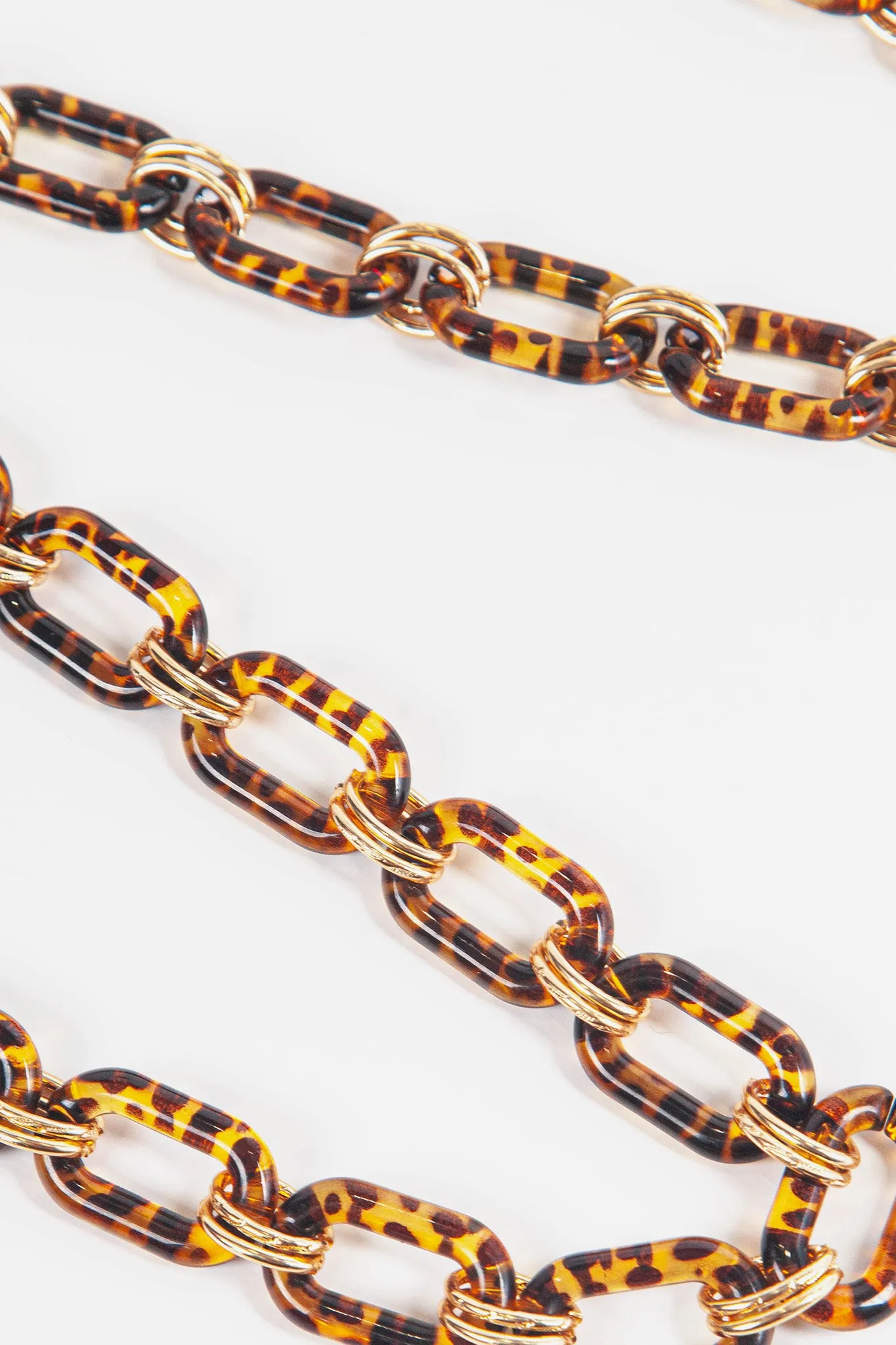 Tortoise Shell Square Link Bag Strap Brown