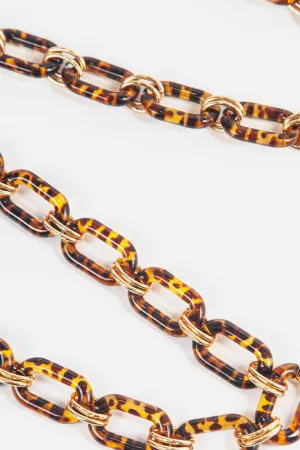 Tortoise Shell Square Link Bag Strap Brown
