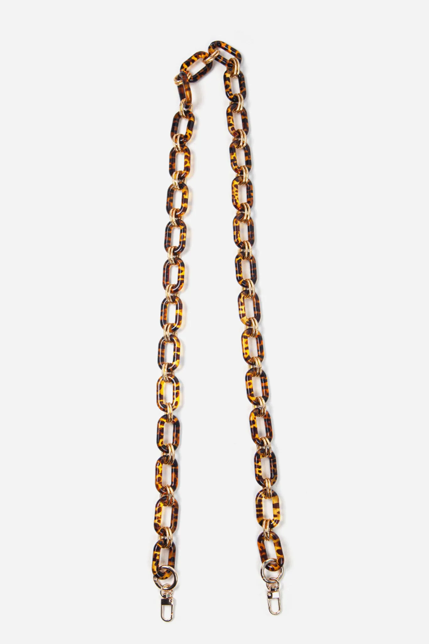 Tortoise Shell Square Link Bag Strap Brown