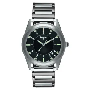 Traser H3 Classic Translucent Mens Elastic Silver Steel L-M35 Band Black Quartz Dial Watch - 102346