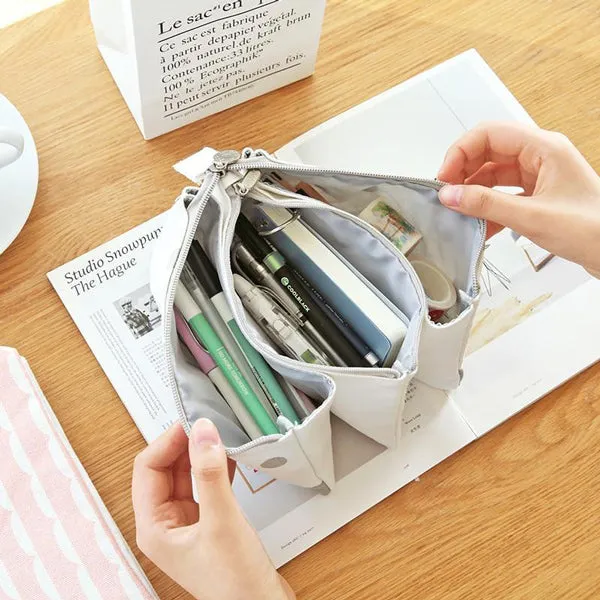 Triple Pouch Dual Zipper Pencil Case