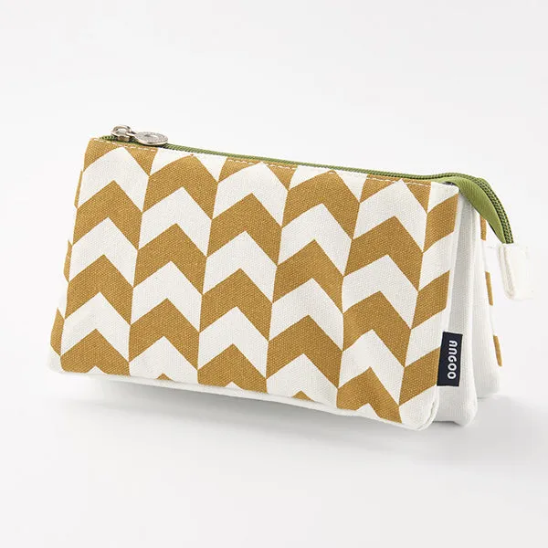 Triple Pouch Dual Zipper Pencil Case