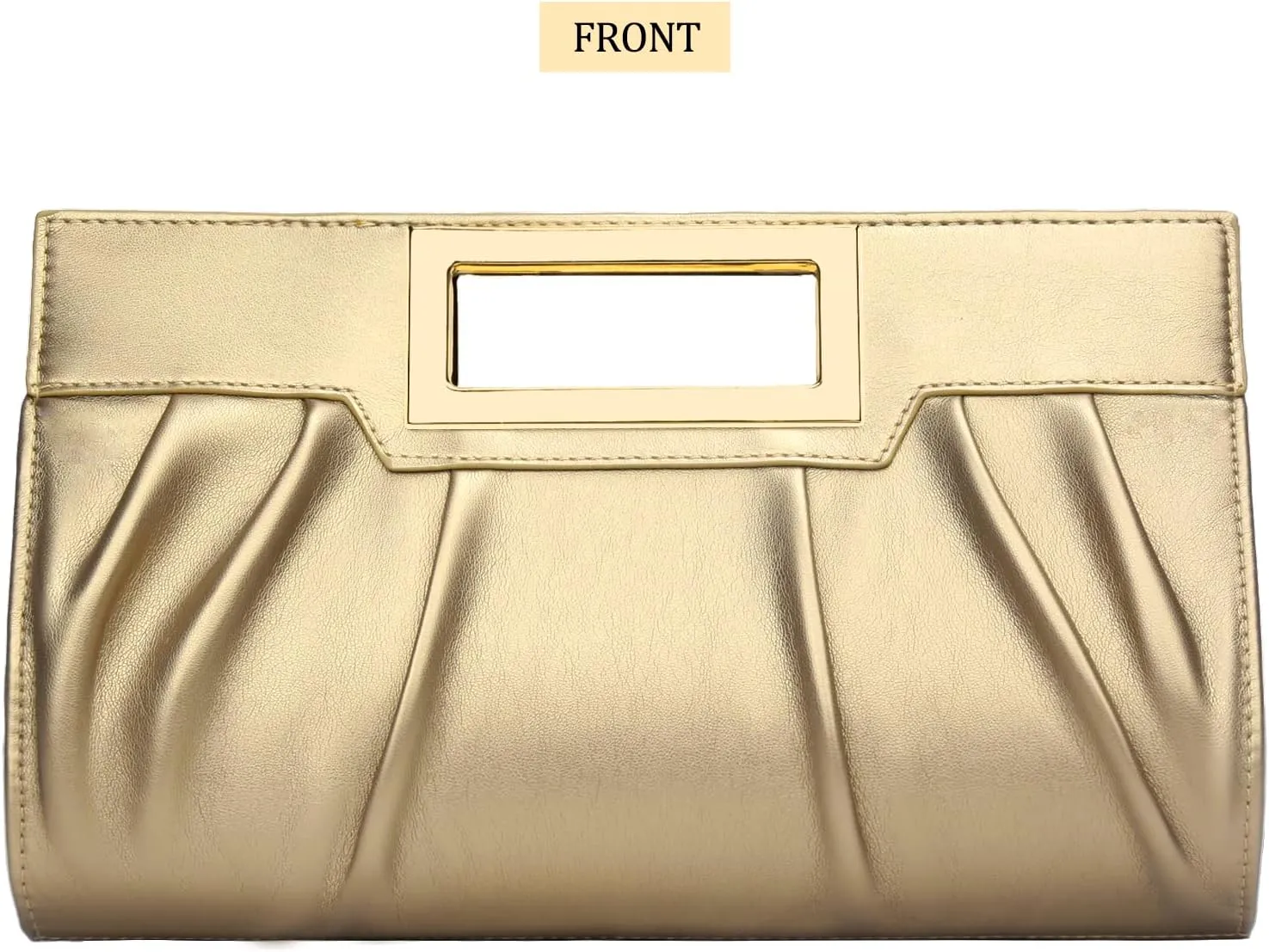 Vegan Leather Open Handle Green Clutch Style Evening Bag