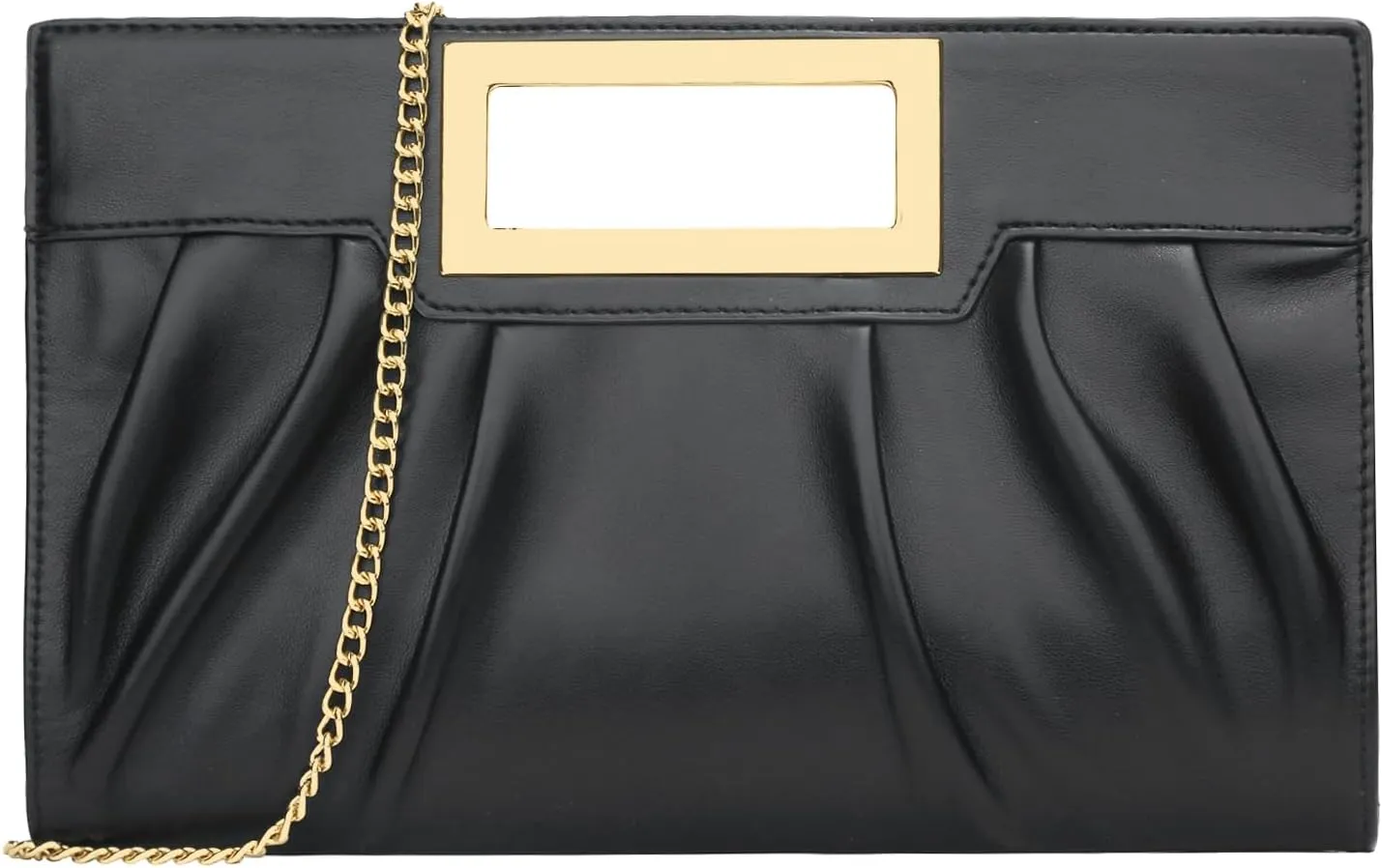 Vegan Leather Open Handle Green Clutch Style Evening Bag