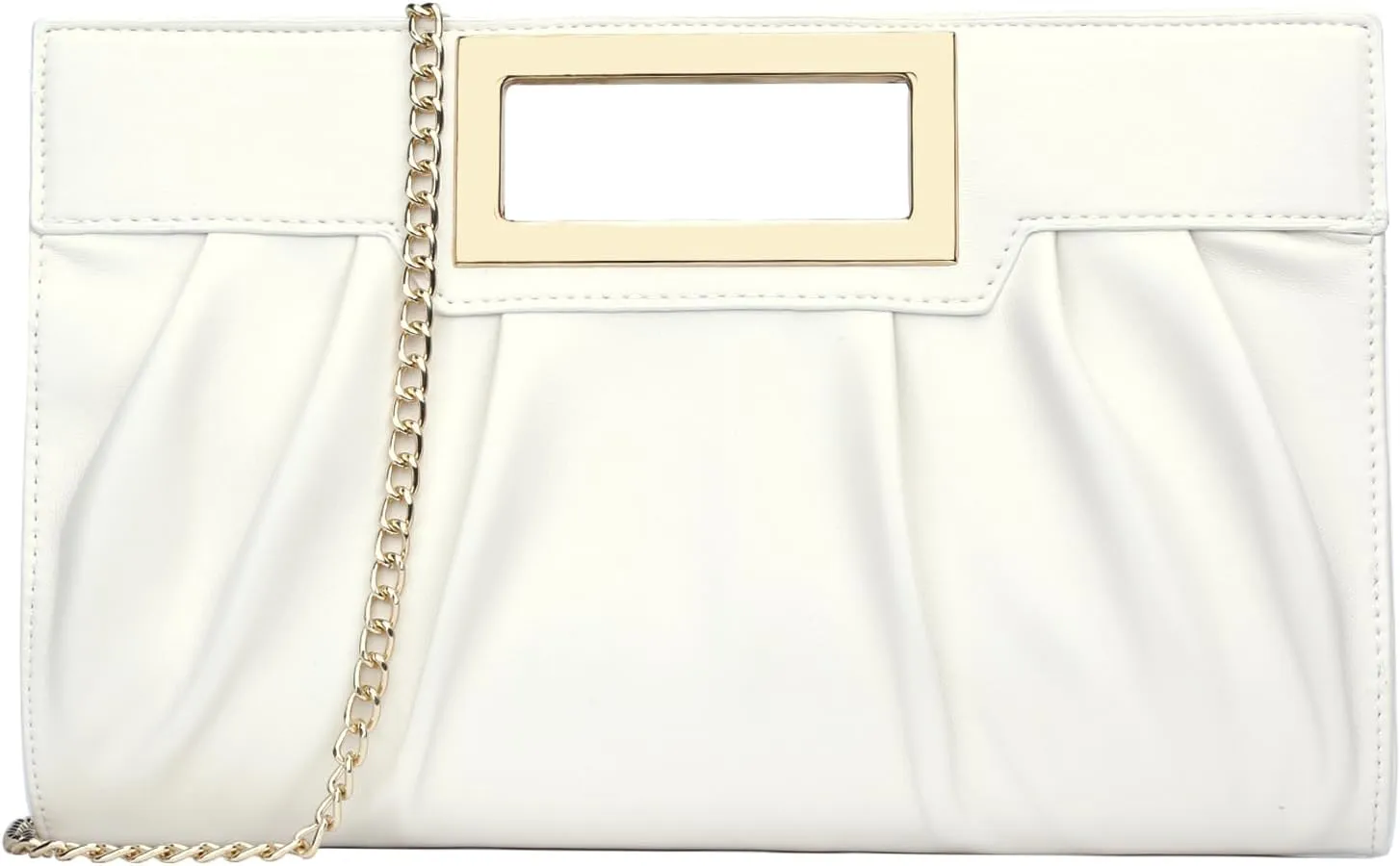 Vegan Leather Open Handle Green Clutch Style Evening Bag