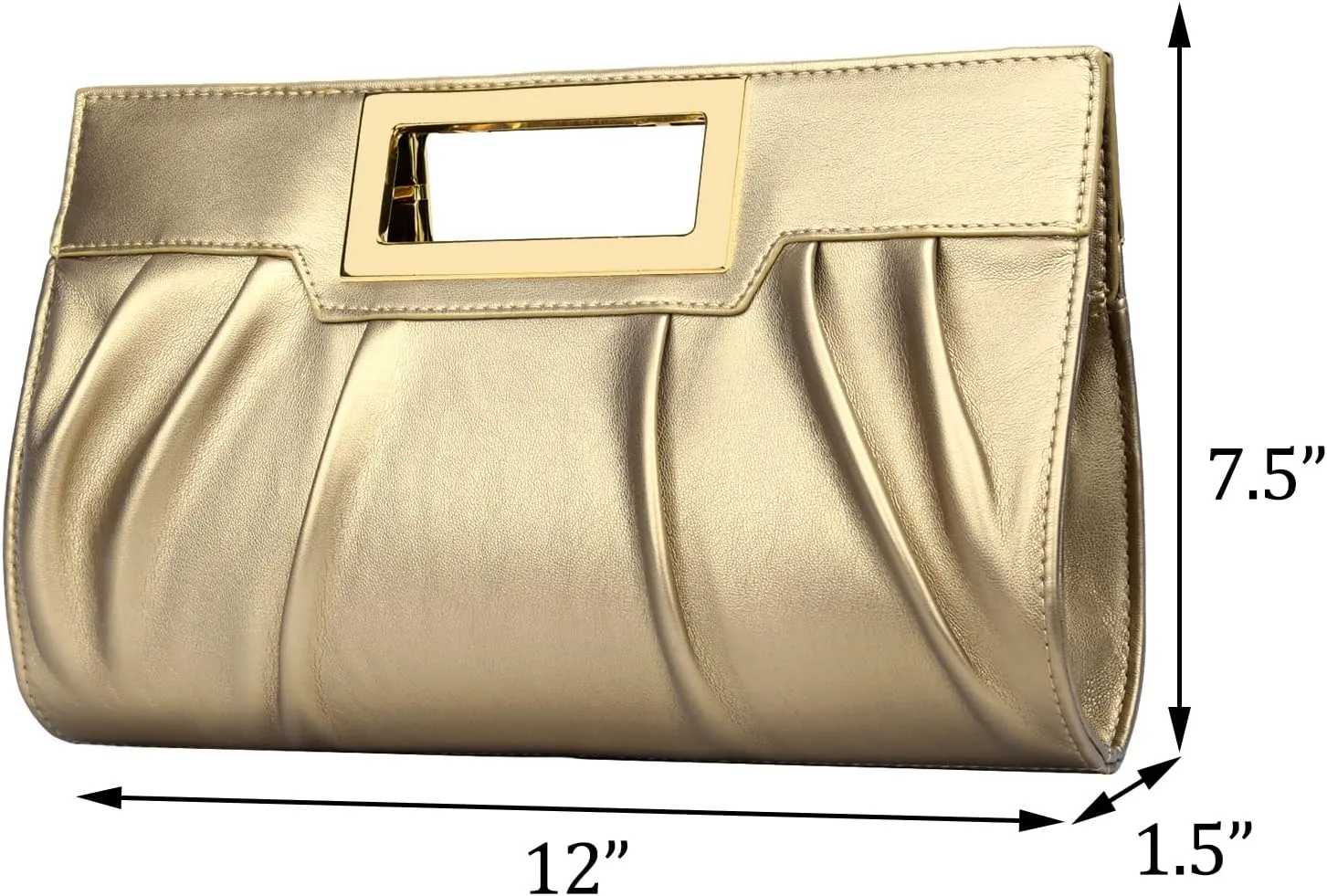 Vegan Leather Open Handle Green Clutch Style Evening Bag
