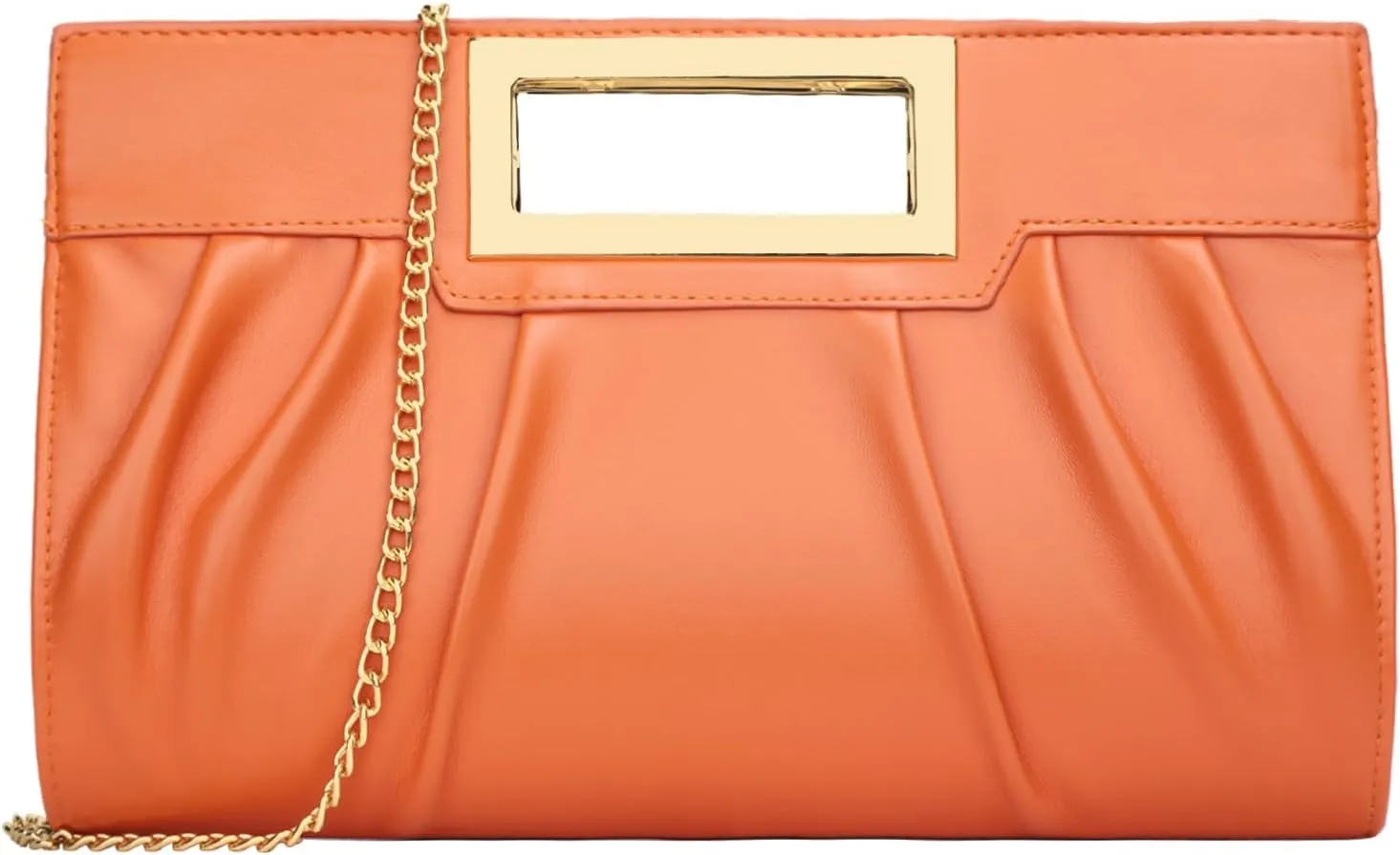 Vegan Leather Open Handle Green Clutch Style Evening Bag
