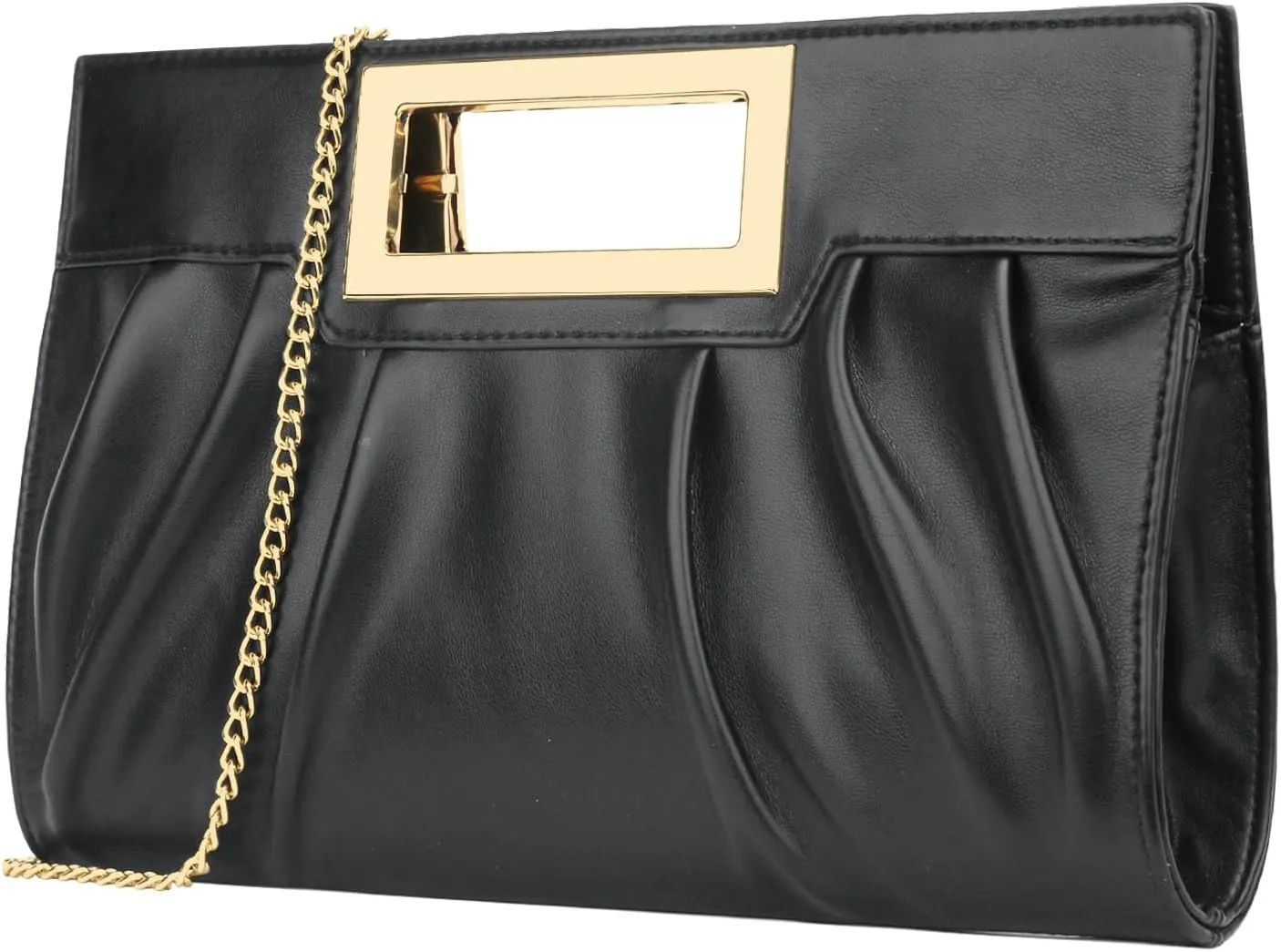 Vegan Leather Open Handle Green Clutch Style Evening Bag