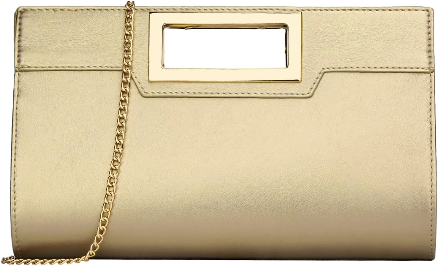 Vegan Leather Open Handle Green Clutch Style Evening Bag