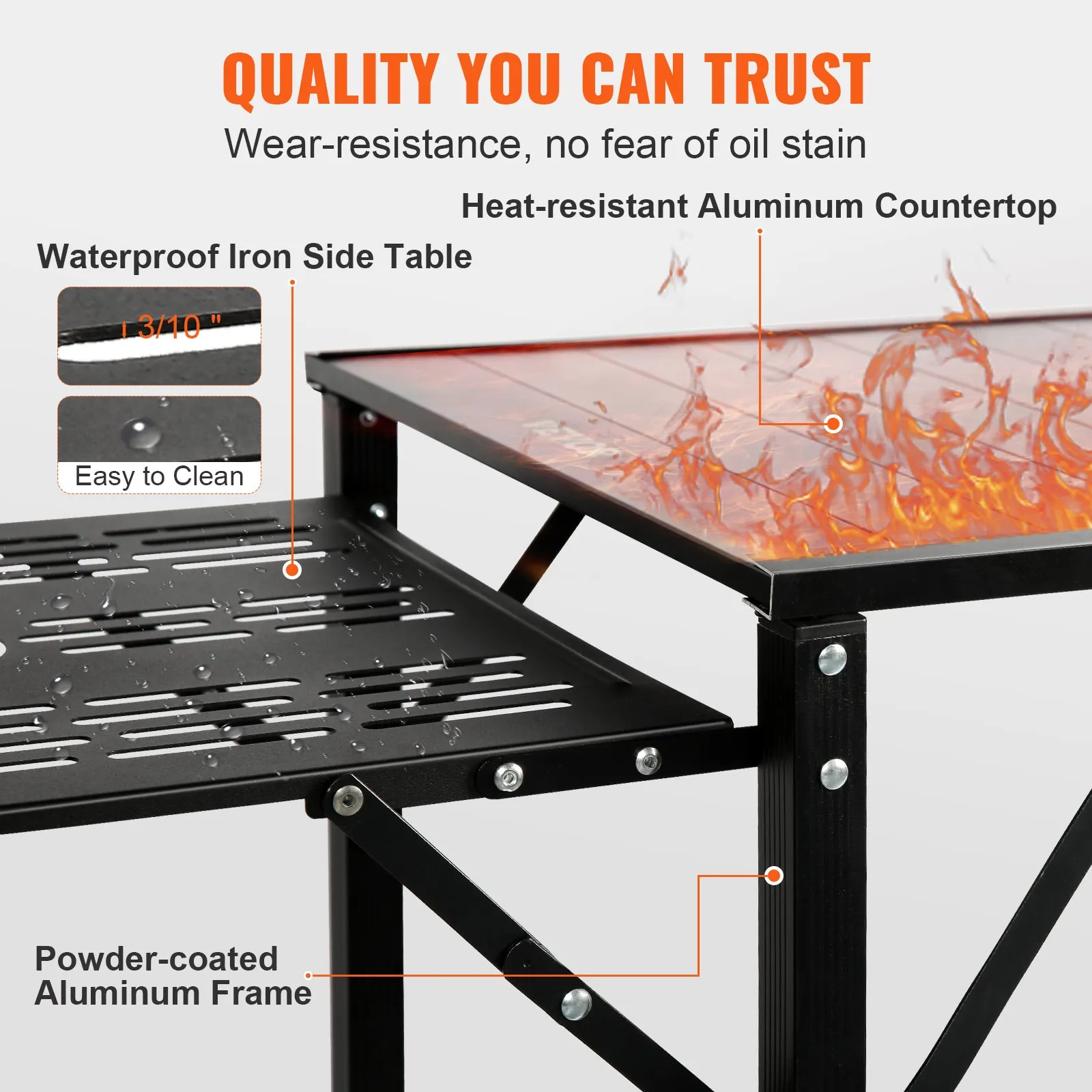 VEVOR Camping Kitchen Table - Folding Portable Cook Station for Outdoor Picnics, BBQs, Camping