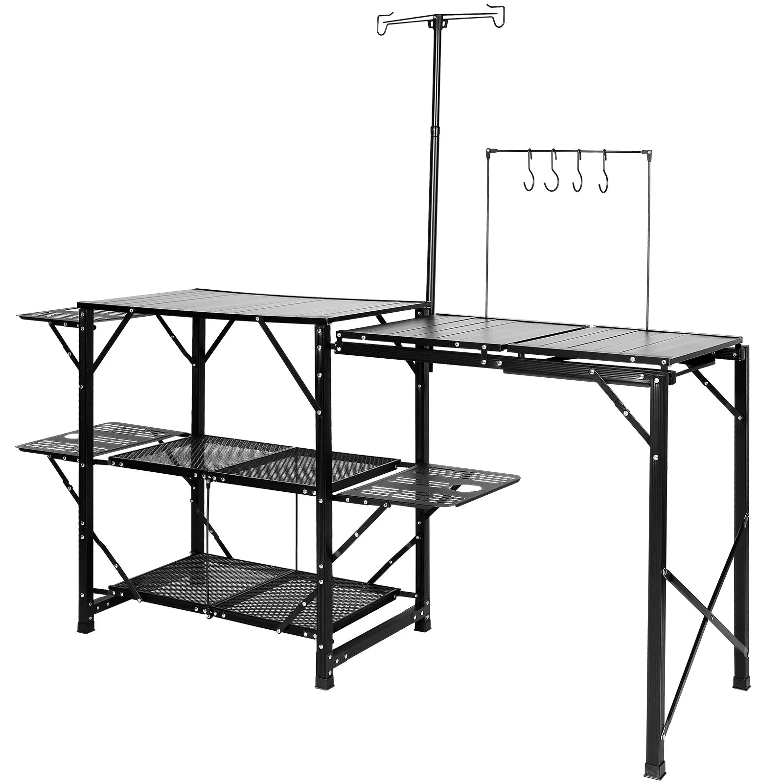 VEVOR Camping Kitchen Table - Folding Portable Cook Station for Outdoor Picnics, BBQs, Camping