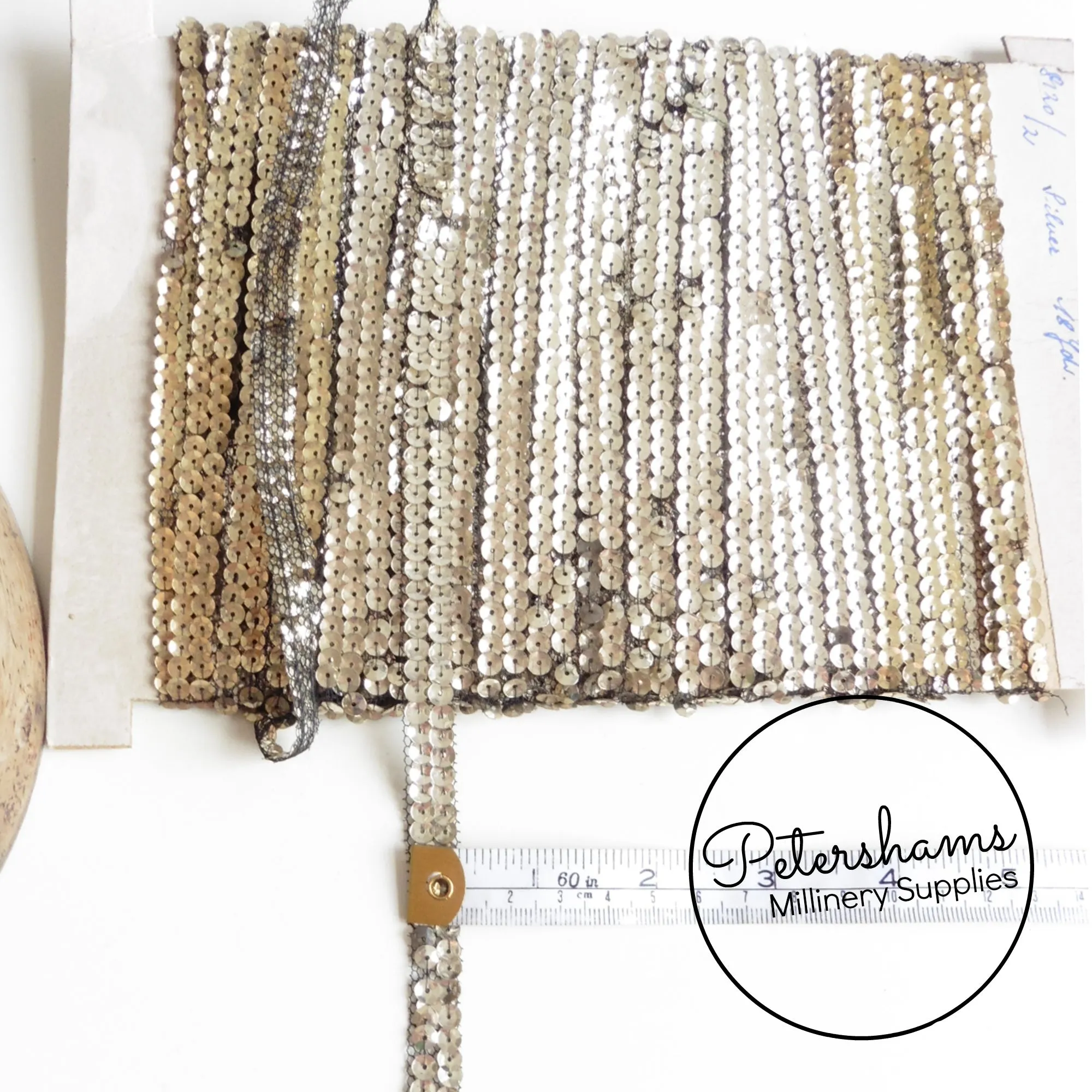 Vintage 1930s/40s French Sequin 2 Row Mesh Trim - 1m