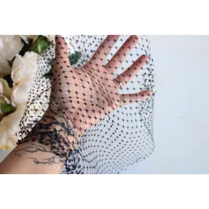 Vintage 1940s 1950s Navy Blue Birdcage Veil,16" Wide, 26" Long Piece