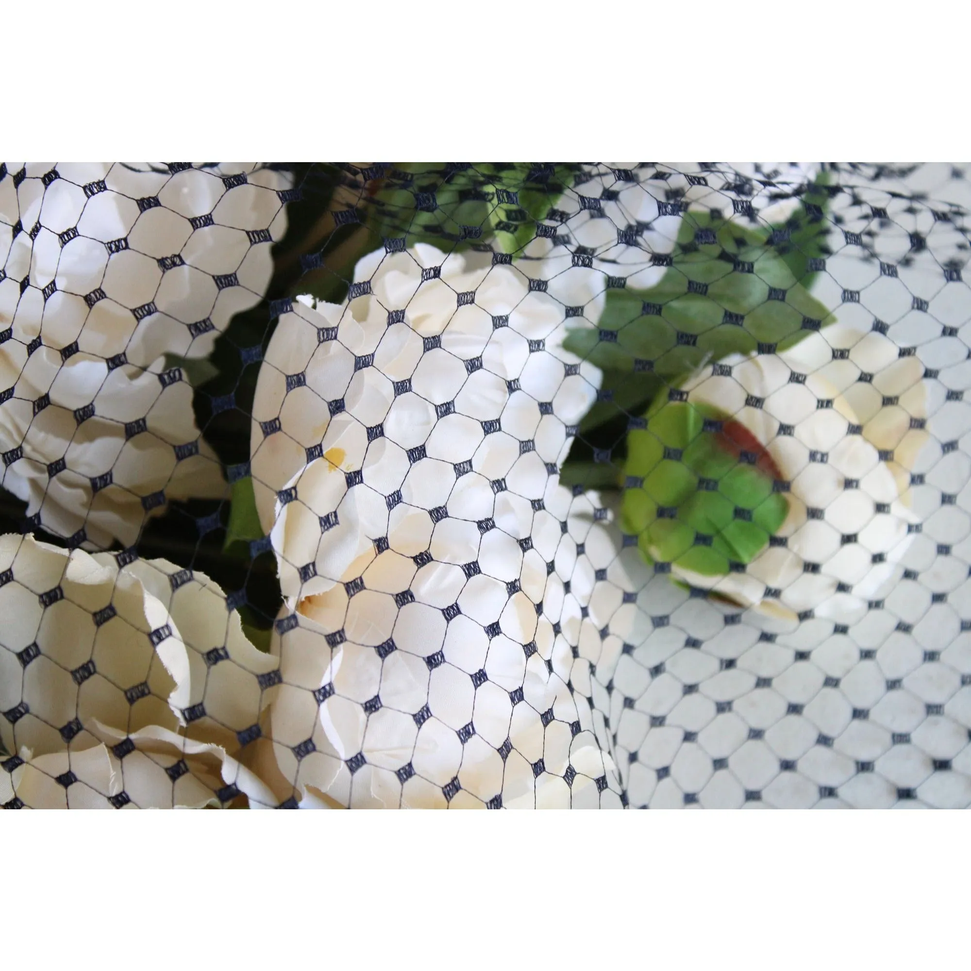 Vintage 1940s 1950s Navy Blue Birdcage Veil,16" Wide, 26" Long Piece