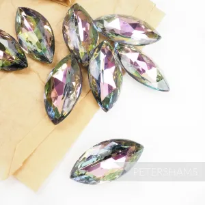 Vintage 1940's German Glass Crystals - Navette Marquise 30x15mm