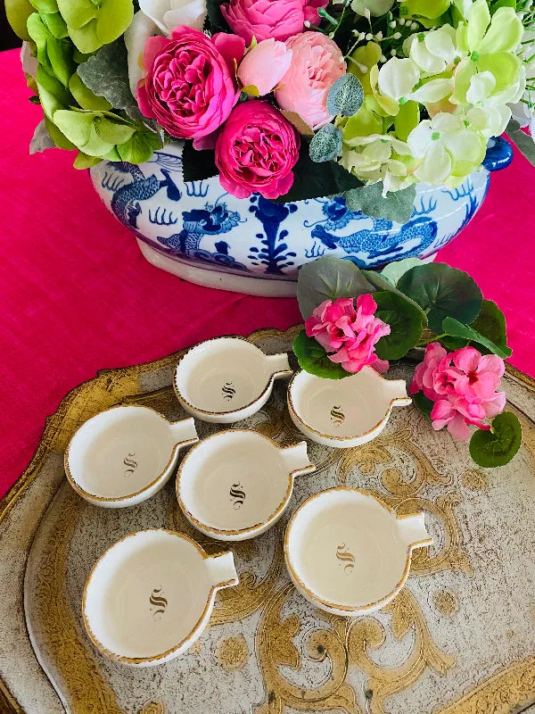 Vintage Ashtray Set of 6 Monogram "S"