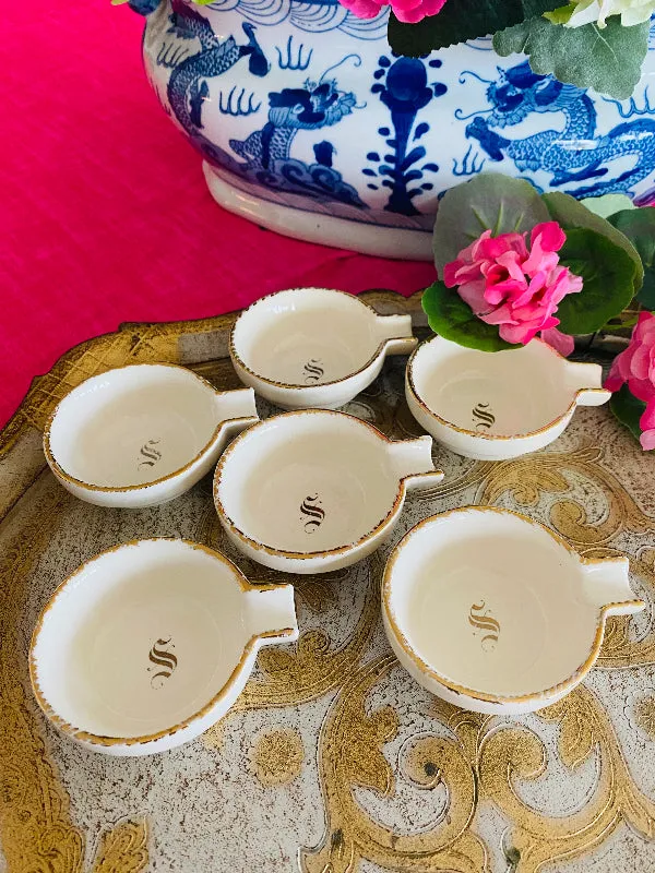 Vintage Ashtray Set of 6 Monogram "S"