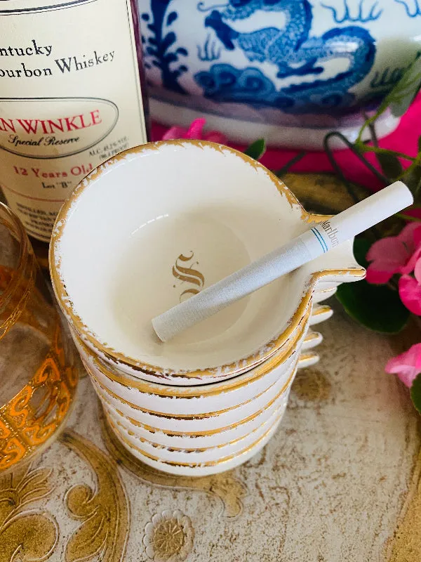 Vintage Ashtray Set of 6 Monogram "S"