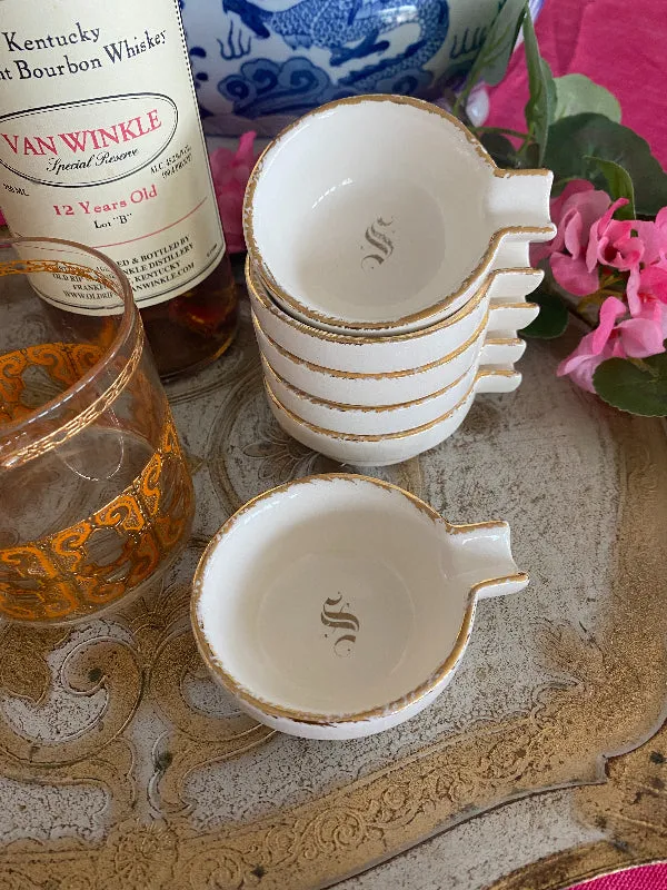 Vintage Ashtray Set of 6 Monogram "S"