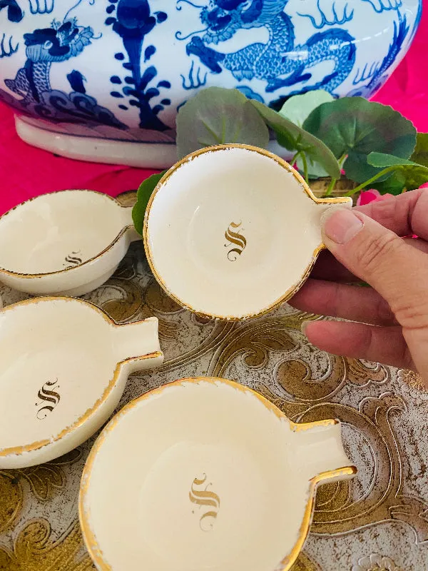 Vintage Ashtray Set of 6 Monogram "S"