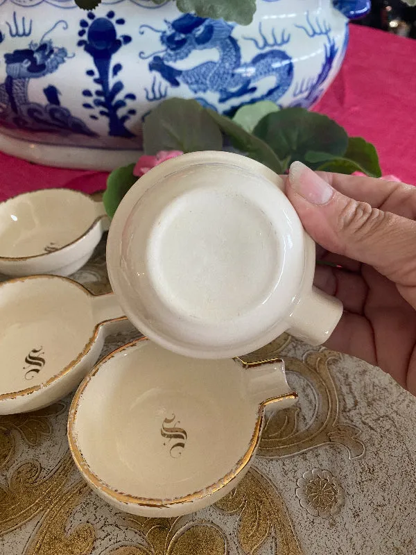 Vintage Ashtray Set of 6 Monogram "S"