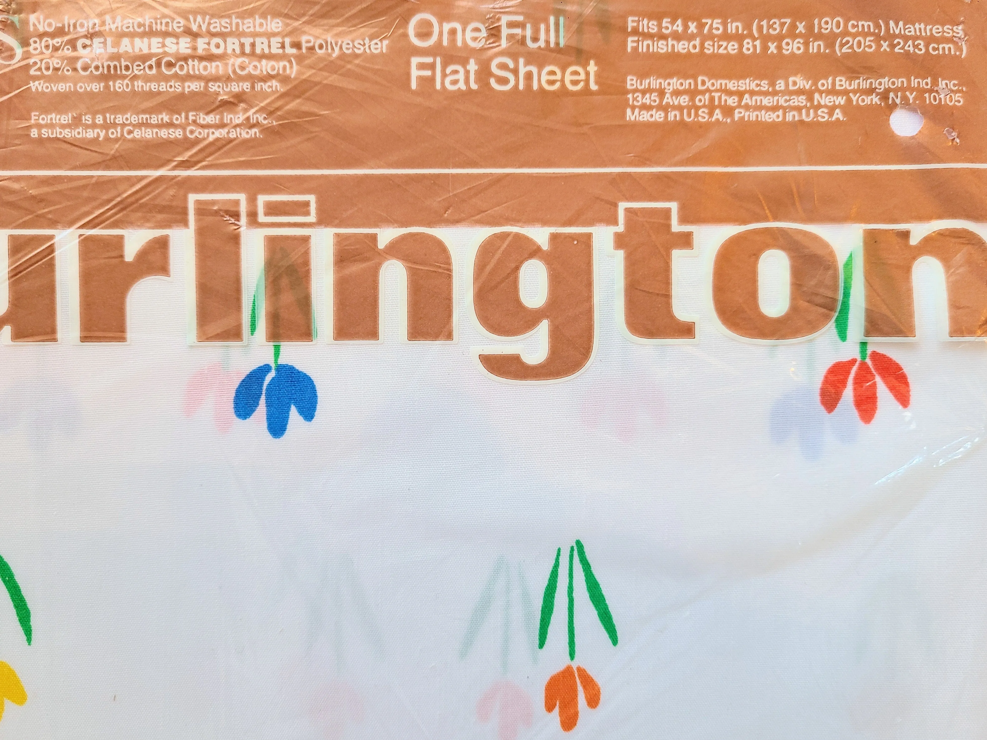 Vintage Bed Sheet - Full - Flat - Tulip - Burlington - BDSFT606