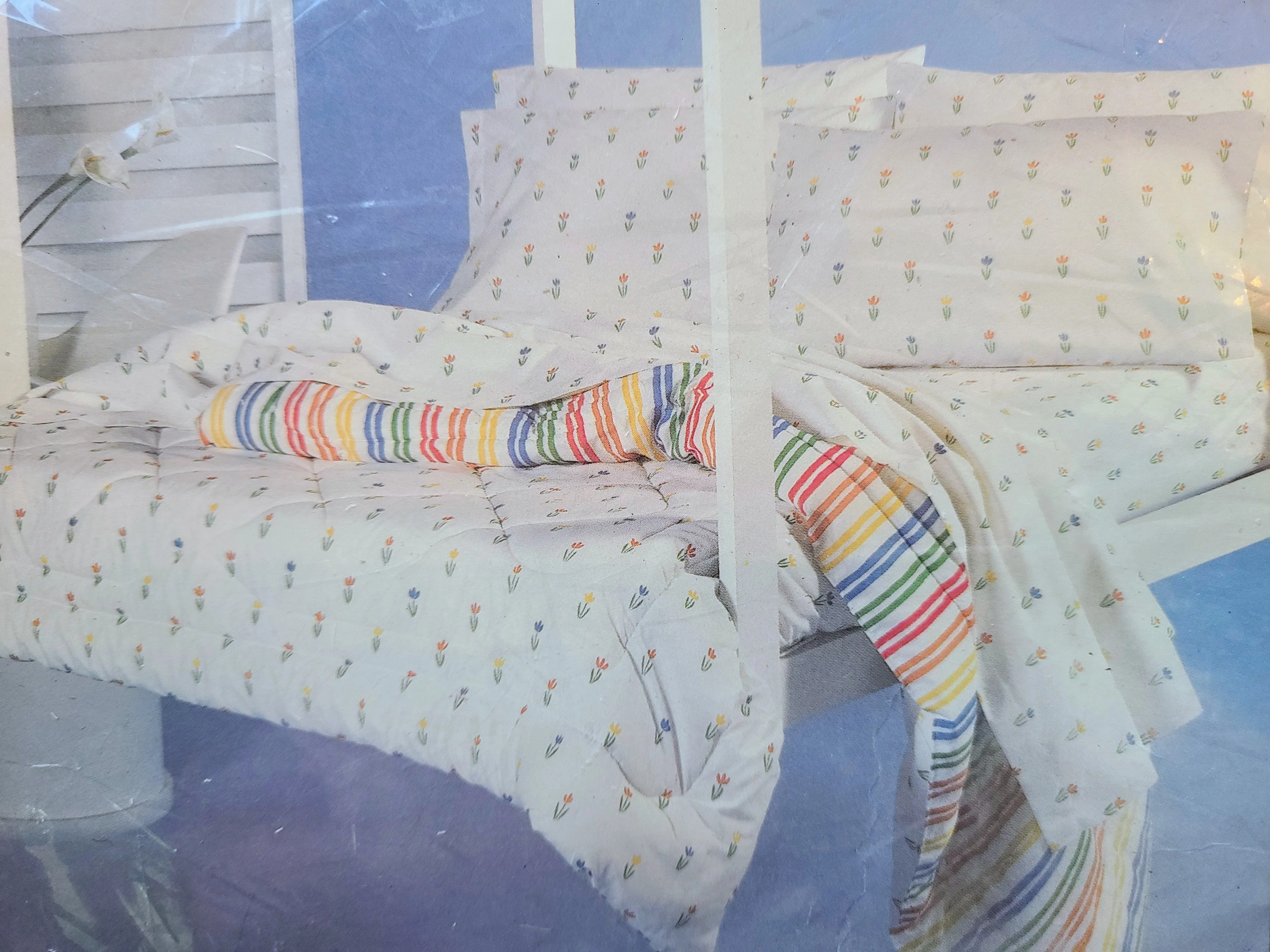 Vintage Bed Sheet - Full - Flat - Tulip - Burlington - BDSFT606