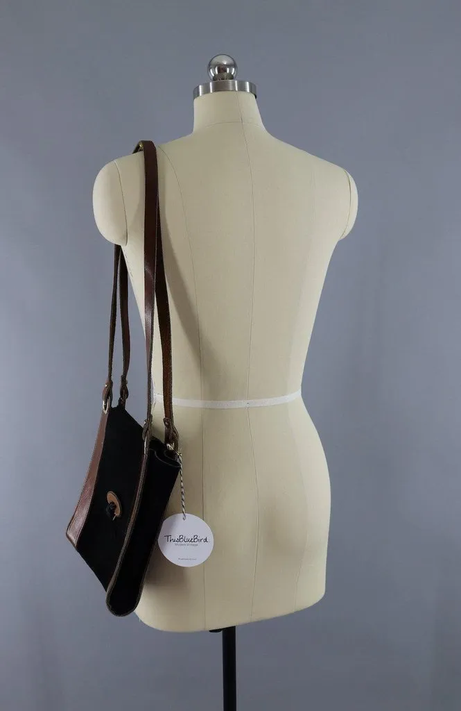 Vintage Black Suede Leather Shoulder Bag