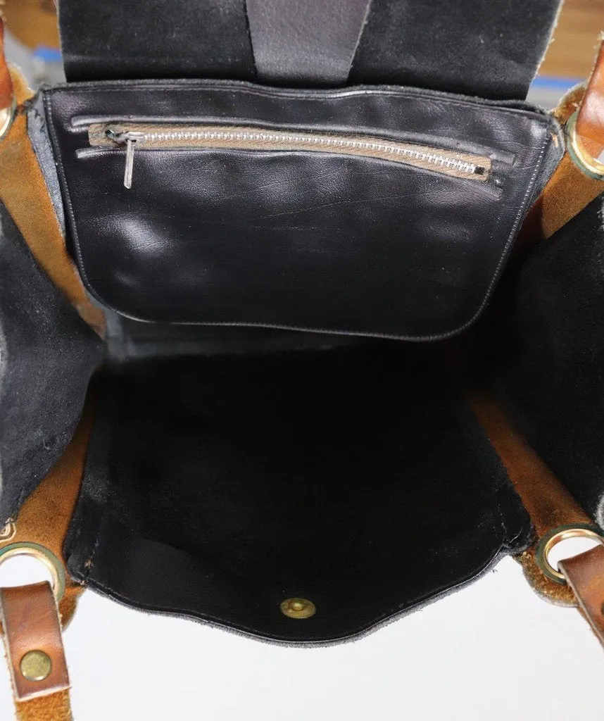 Vintage Black Suede Leather Shoulder Bag