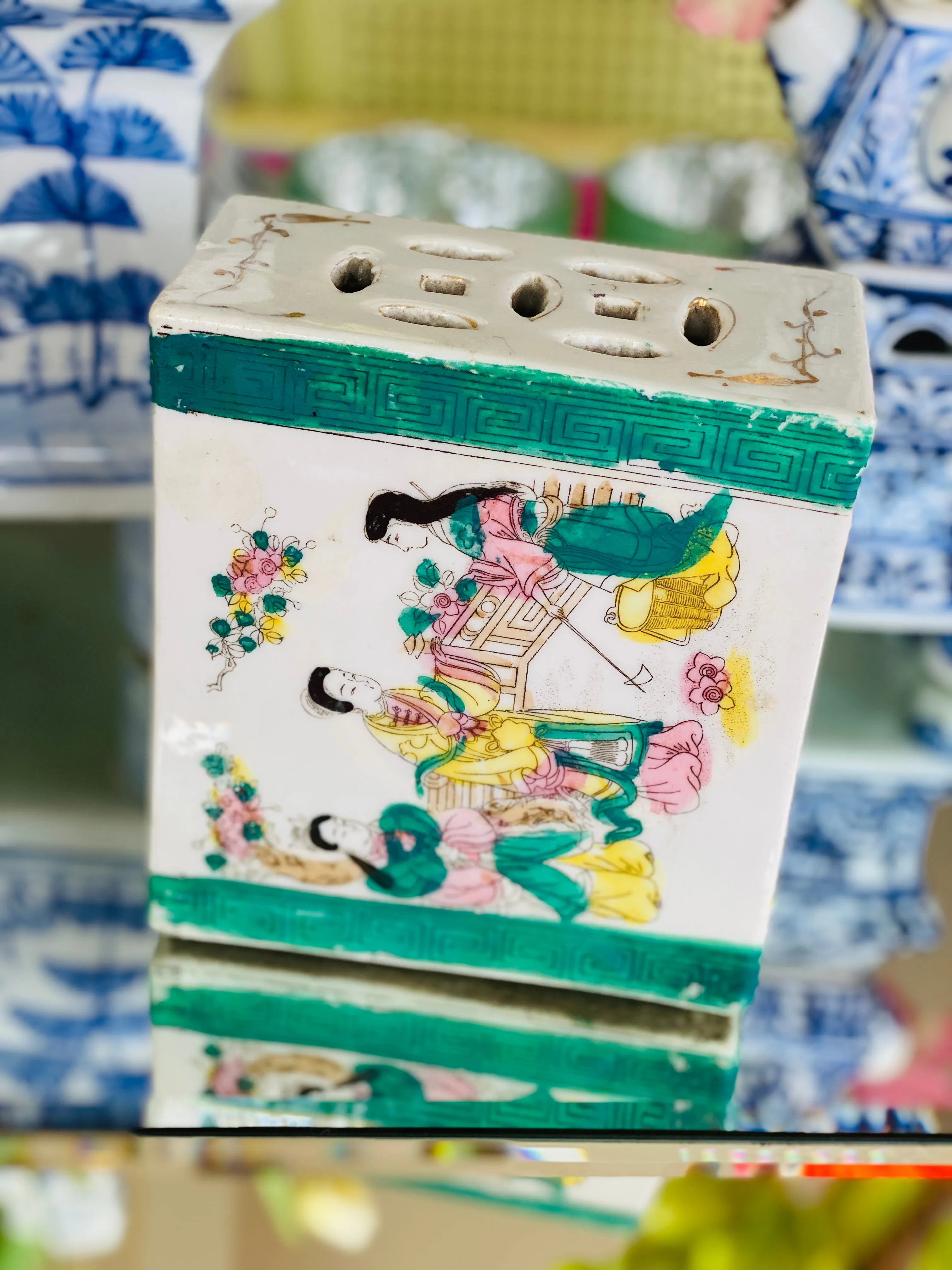 Vintage Chinoiserie Asian Opium Pillow Planter