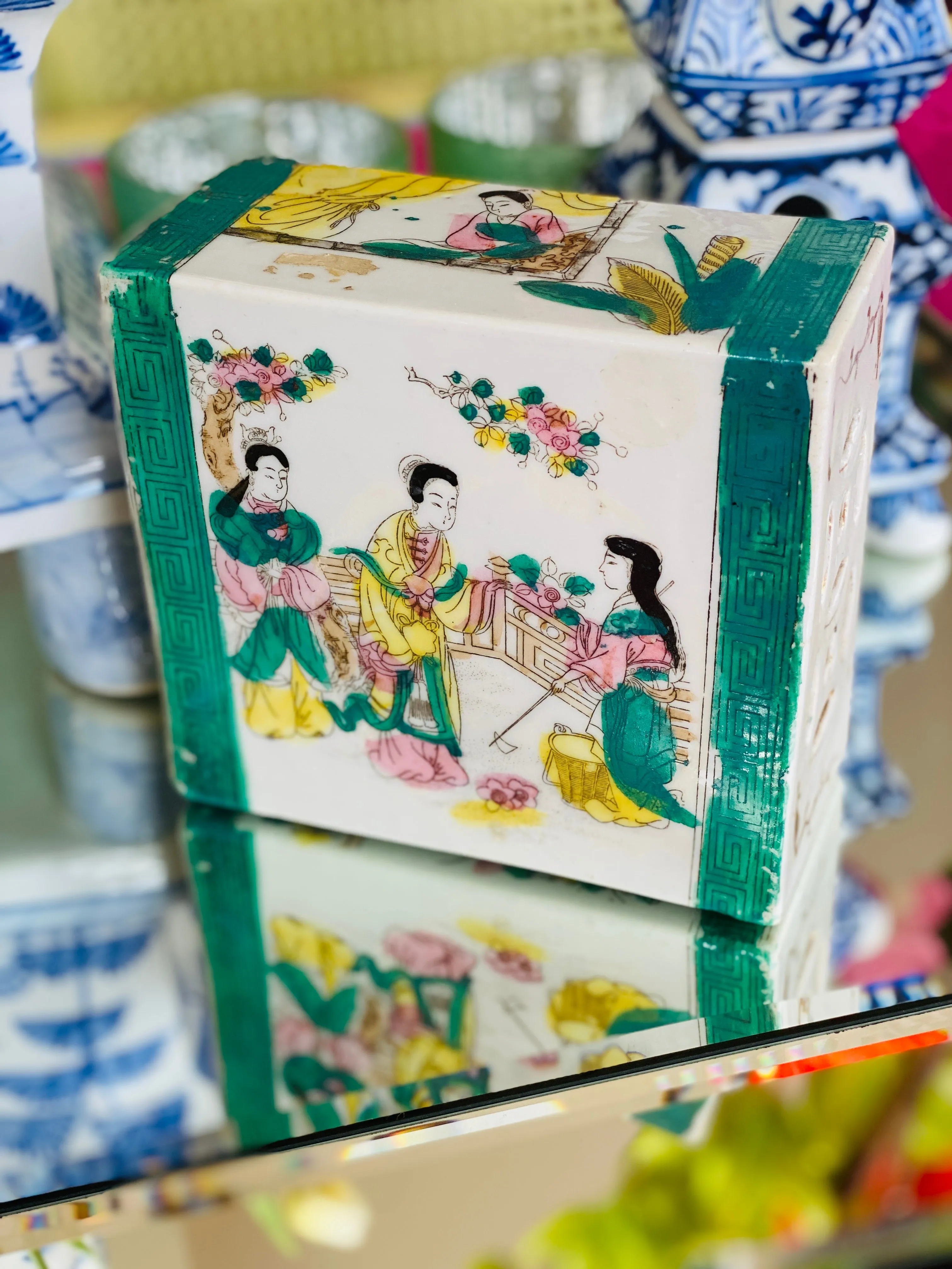 Vintage Chinoiserie Asian Opium Pillow Planter