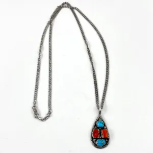 Vintage Coral & Turquoise Pendant